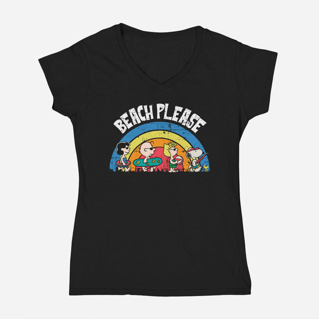 Beach Time Please-Womens-V-Neck-Tee-turborat14