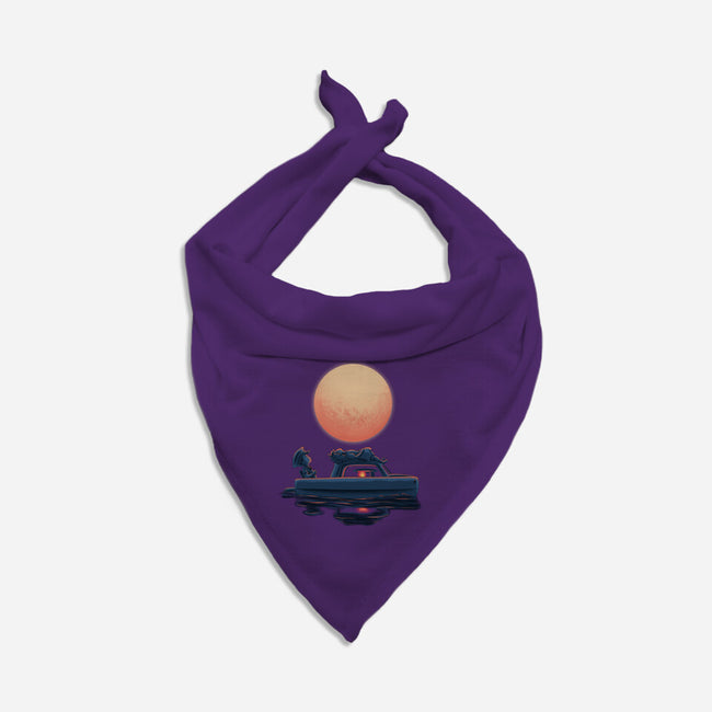 Boat Under The Moon-Dog-Bandana-Pet Collar-rmatix