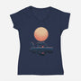 Boat Under The Moon-Womens-V-Neck-Tee-rmatix