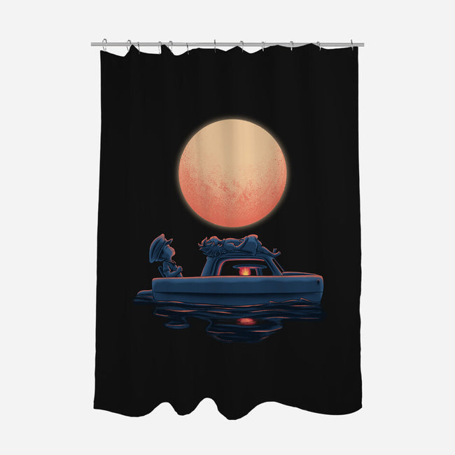 Boat Under The Moon-None-Polyester-Shower Curtain-rmatix