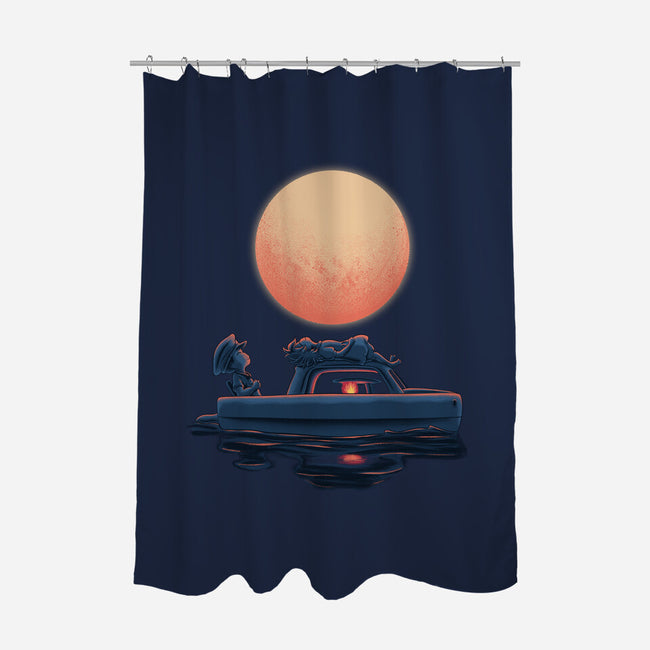 Boat Under The Moon-None-Polyester-Shower Curtain-rmatix