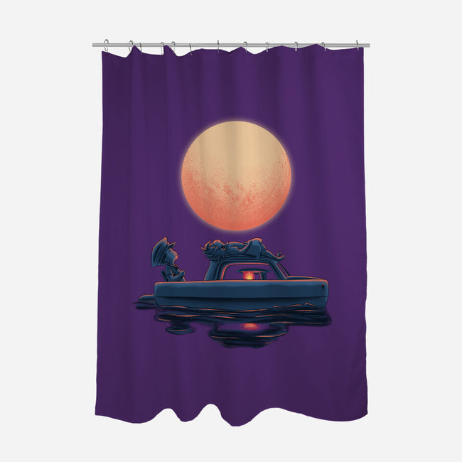 Boat Under The Moon-None-Polyester-Shower Curtain-rmatix