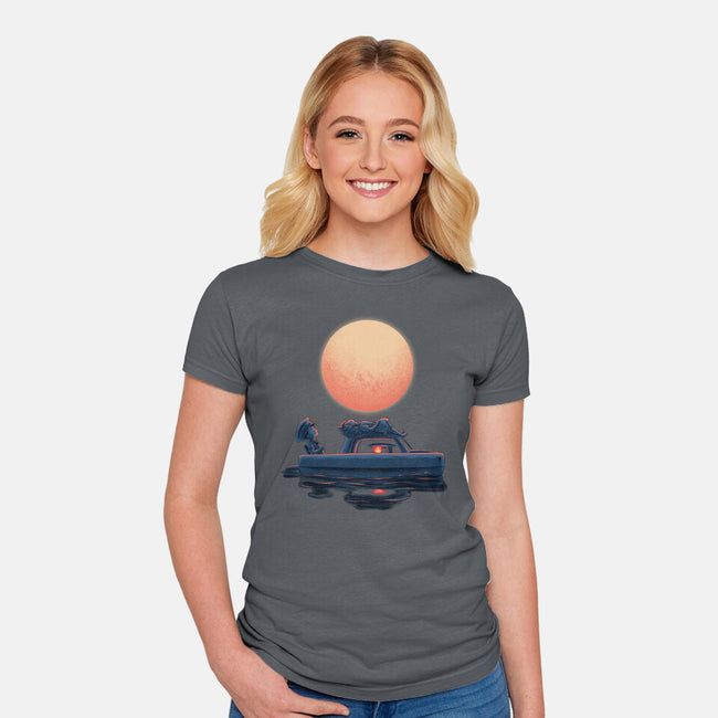 Boat Under The Moon-Womens-Fitted-Tee-rmatix