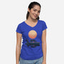 Boat Under The Moon-Womens-V-Neck-Tee-rmatix