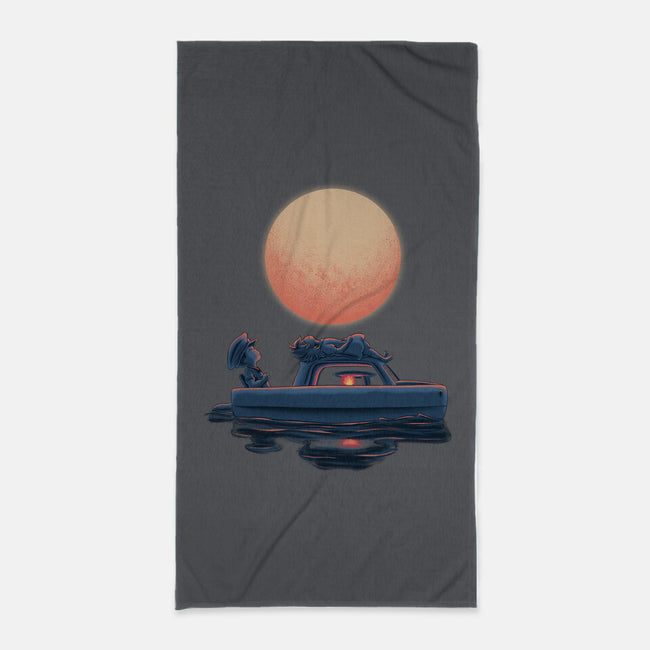 Boat Under The Moon-None-Beach-Towel-rmatix