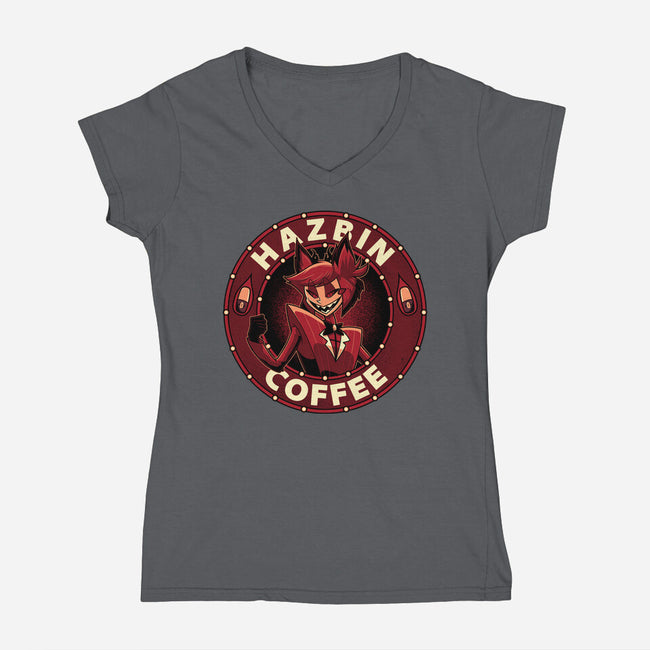 Hazbin Coffee-Womens-V-Neck-Tee-Astrobot Invention