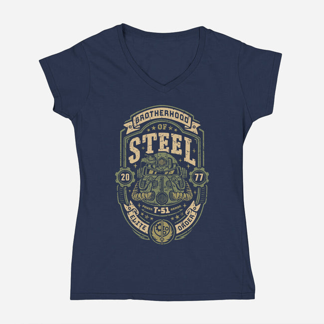 Knight Of Steel T-51-Womens-V-Neck-Tee-Olipop