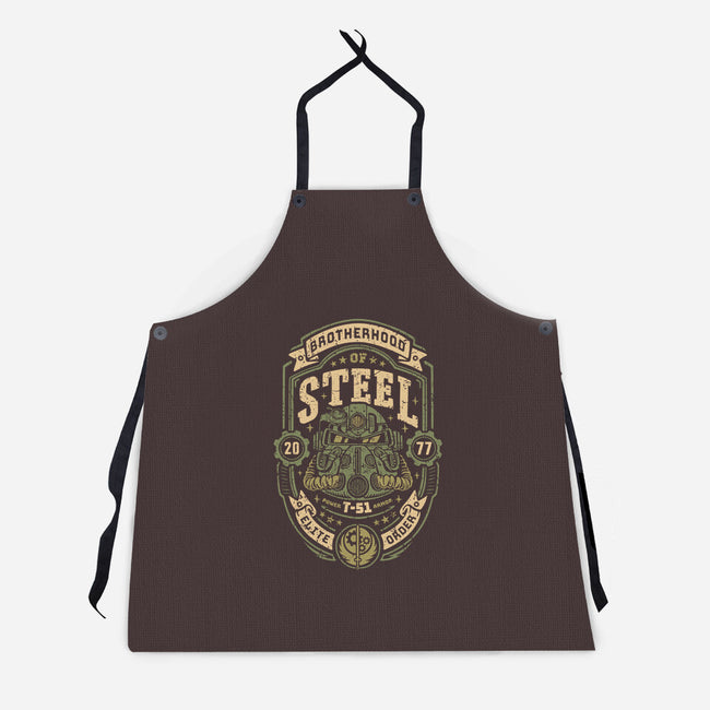 Knight Of Steel T-51-Unisex-Kitchen-Apron-Olipop