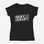 Okey Dokey Vault 33-Womens-V-Neck-Tee-rocketman_art