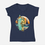 Shore To The Core-Womens-V-Neck-Tee-Wheels