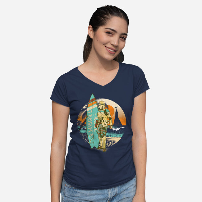 Shore To The Core-Womens-V-Neck-Tee-Wheels