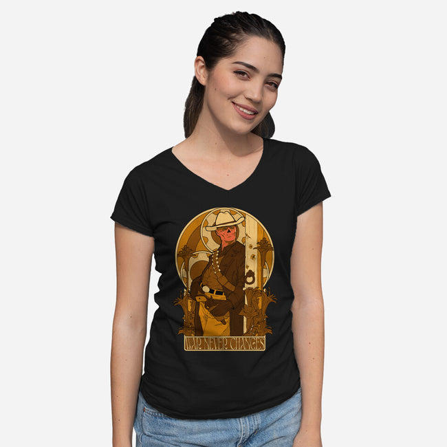 War Never Changes-Womens-V-Neck-Tee-Hafaell