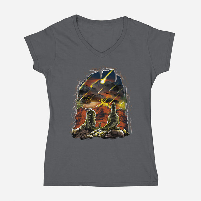 Project Extinction-Womens-V-Neck-Tee-zascanauta