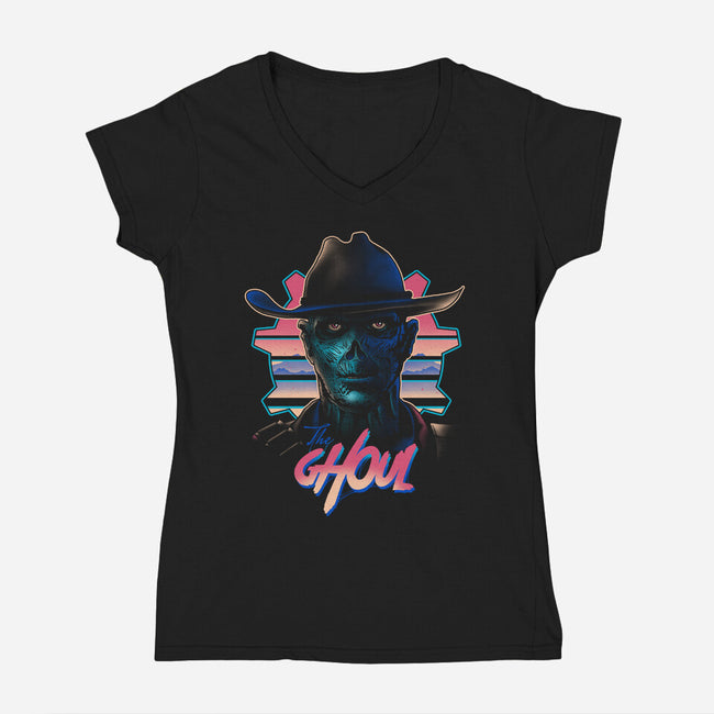 Retro Ghoul-Womens-V-Neck-Tee-Getsousa!