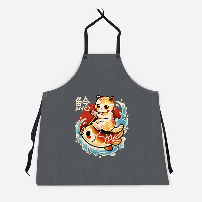 Neko Koi Fish Red Sun-Unisex-Kitchen-Apron-NemiMakeit