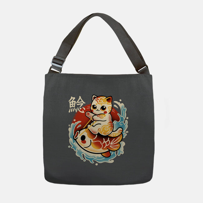 Neko Koi Fish Red Sun-None-Adjustable Tote-Bag-NemiMakeit