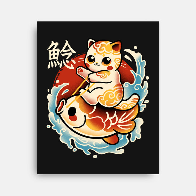 Neko Koi Fish Red Sun-None-Stretched-Canvas-NemiMakeit