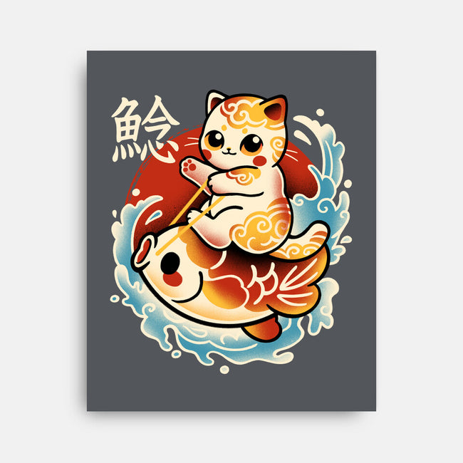 Neko Koi Fish Red Sun-None-Stretched-Canvas-NemiMakeit