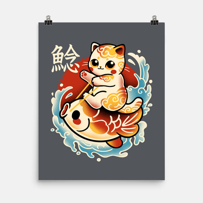 Neko Koi Fish Red Sun-None-Matte-Poster-NemiMakeit