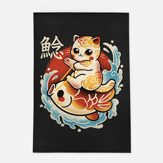 Neko Koi Fish Red Sun-None-Indoor-Rug-NemiMakeit