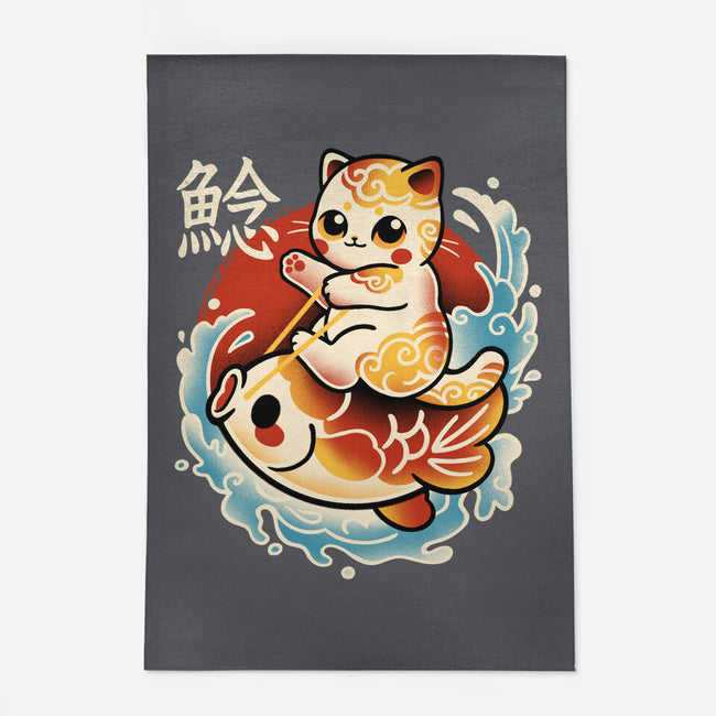 Neko Koi Fish Red Sun-None-Indoor-Rug-NemiMakeit