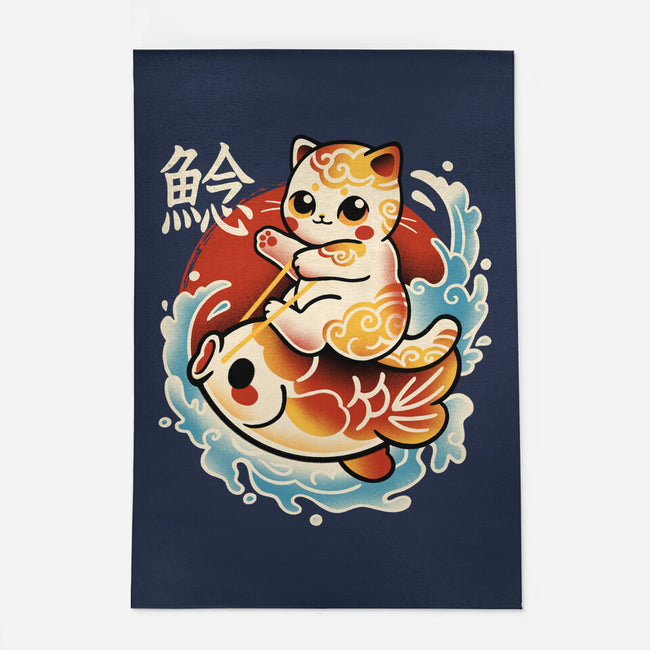 Neko Koi Fish Red Sun-None-Indoor-Rug-NemiMakeit