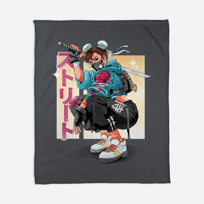 Street Samurai-None-Fleece-Blanket-Bruno Mota