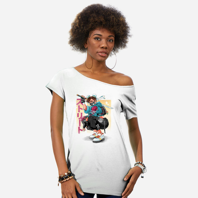 Street Samurai-Womens-Off Shoulder-Tee-Bruno Mota