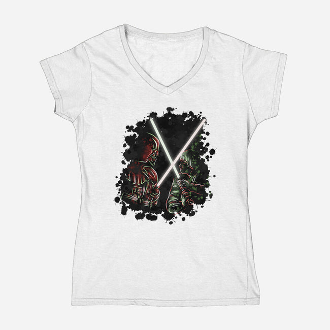 Battle Of Force-Womens-V-Neck-Tee-nickzzarto