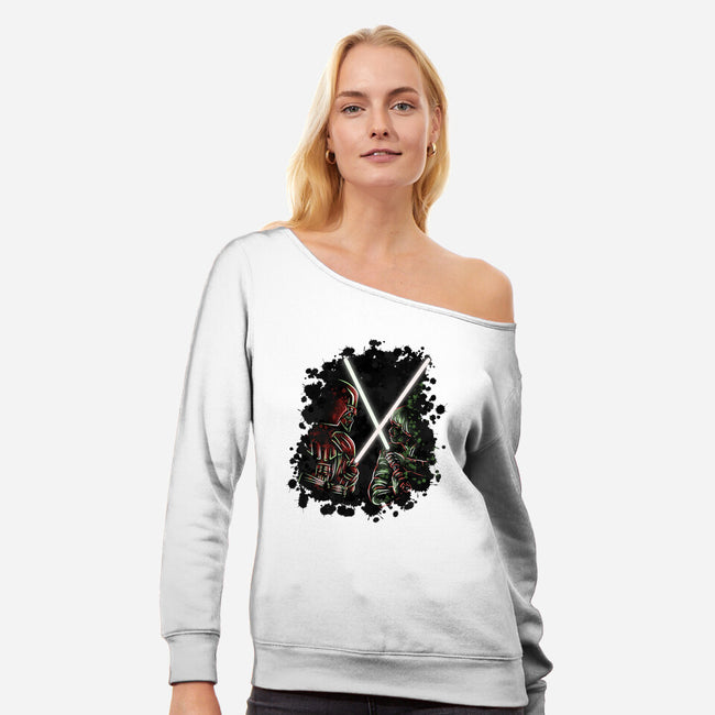 Battle Of Force-Womens-Off Shoulder-Sweatshirt-nickzzarto