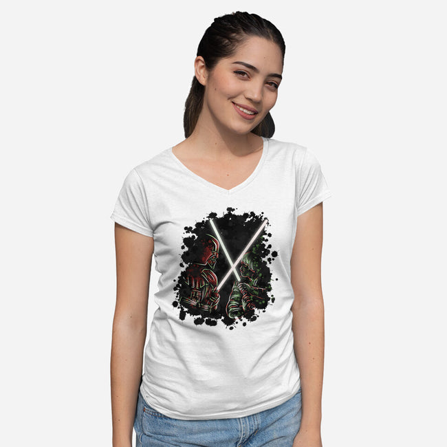 Battle Of Force-Womens-V-Neck-Tee-nickzzarto