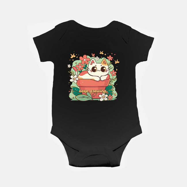 Keep Growing Cat-Baby-Basic-Onesie-Ca Mask