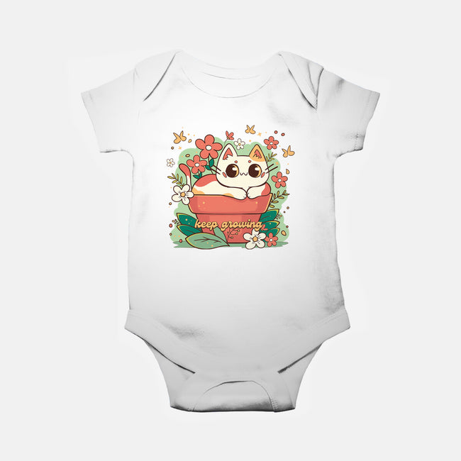 Keep Growing Cat-Baby-Basic-Onesie-Ca Mask