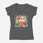 Keep Growing Cat-Womens-V-Neck-Tee-Ca Mask