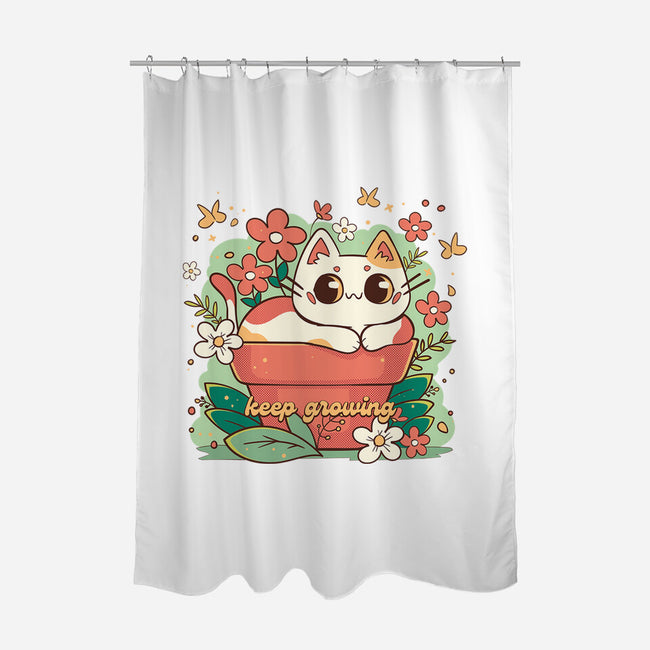 Keep Growing Cat-None-Polyester-Shower Curtain-Ca Mask