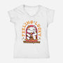 Fortune Purrs-Womens-V-Neck-Tee-Ca Mask