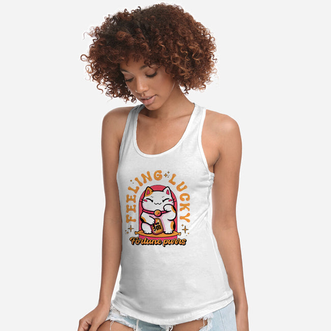 Fortune Purrs-Womens-Racerback-Tank-Ca Mask