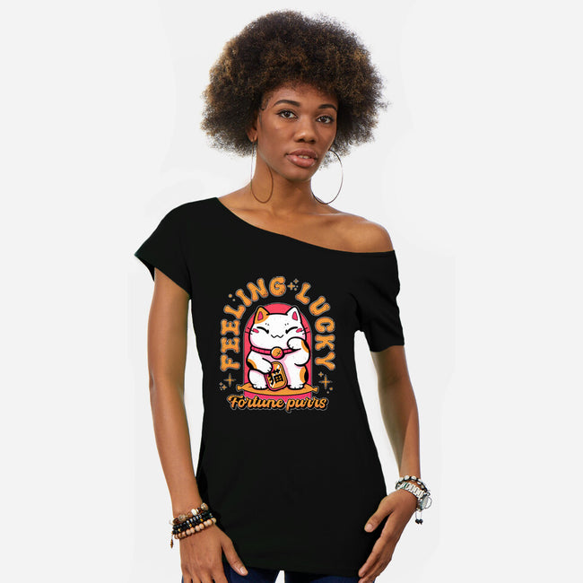 Fortune Purrs-Womens-Off Shoulder-Tee-Ca Mask