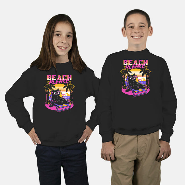 Vaporwave Summer Cat-Youth-Crew Neck-Sweatshirt-Studio Mootant