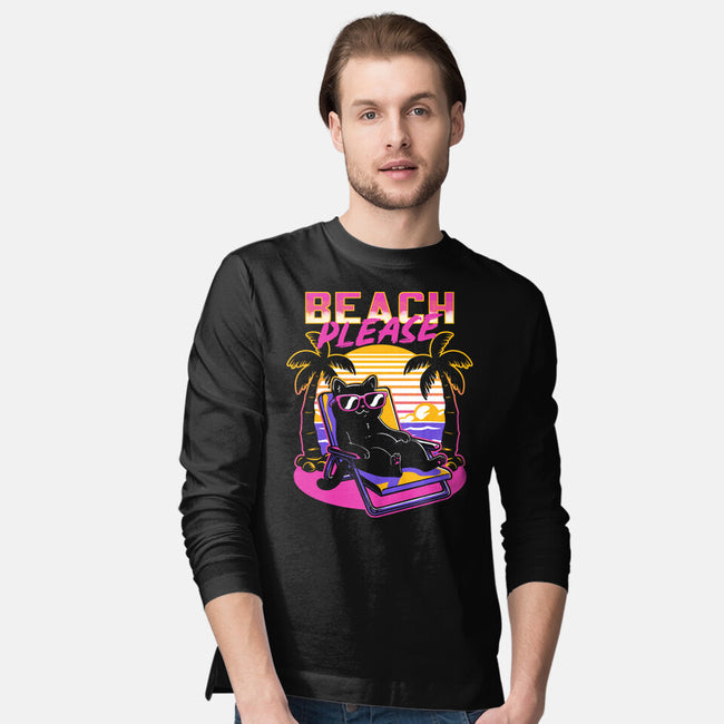 Vaporwave Summer Cat-Mens-Long Sleeved-Tee-Studio Mootant