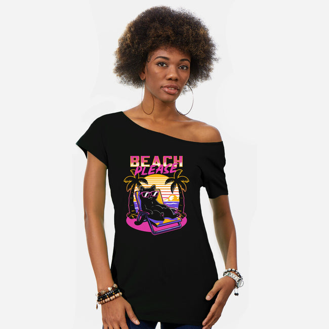 Vaporwave Summer Cat-Womens-Off Shoulder-Tee-Studio Mootant