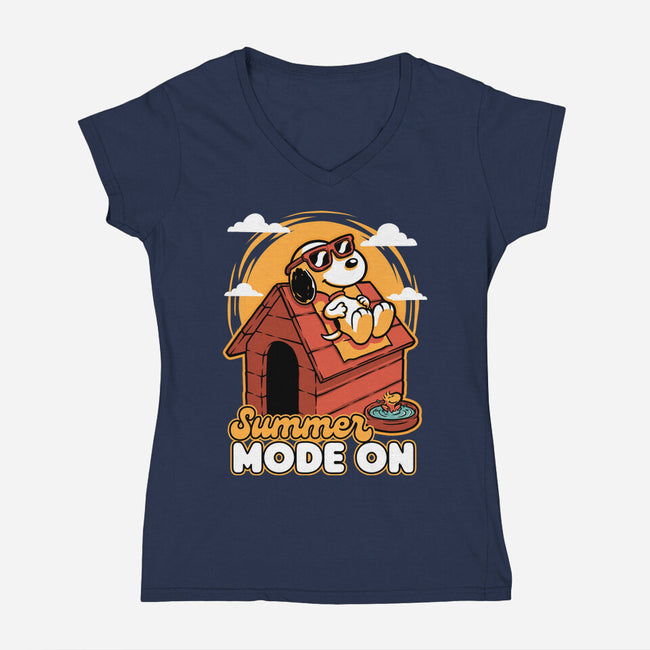 Beagle Summer Vacation-Womens-V-Neck-Tee-Studio Mootant