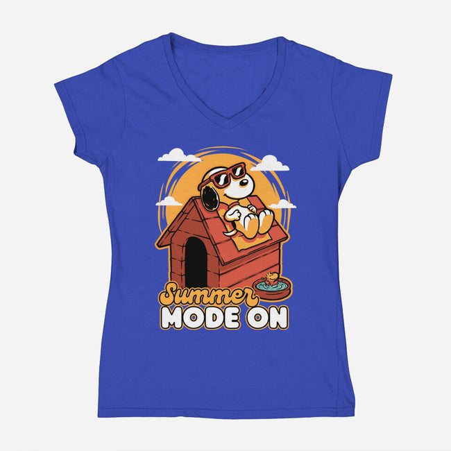 Beagle Summer Vacation-Womens-V-Neck-Tee-Studio Mootant