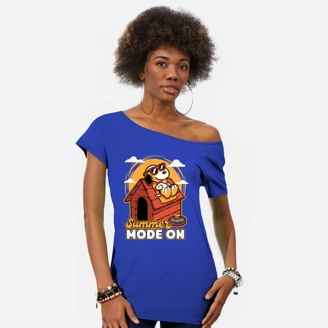 Beagle Summer Vacation-Womens-Off Shoulder-Tee-Studio Mootant