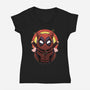 Red Cat Mutant-Womens-V-Neck-Tee-Astrobot Invention