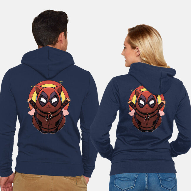 Red Cat Mutant-Unisex-Zip-Up-Sweatshirt-Astrobot Invention