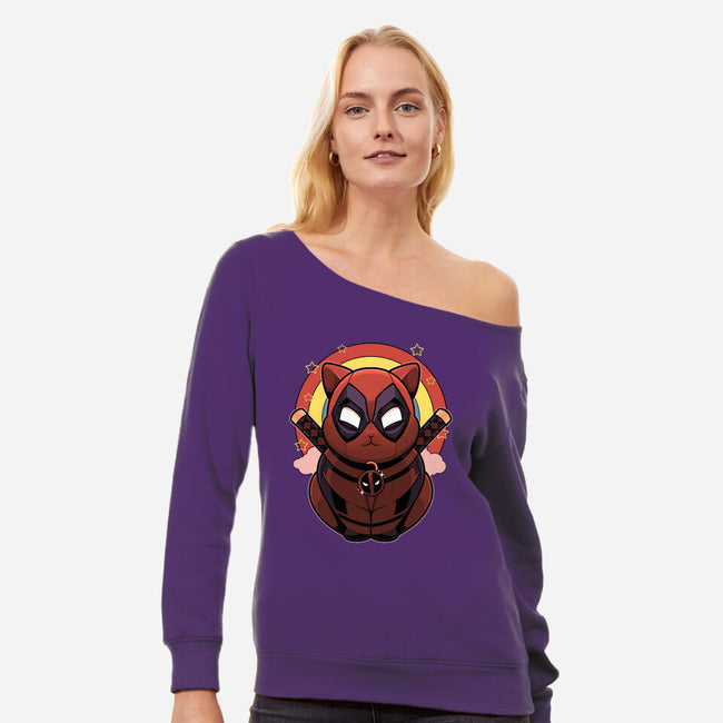 Red Cat Mutant-Womens-Off Shoulder-Sweatshirt-Astrobot Invention