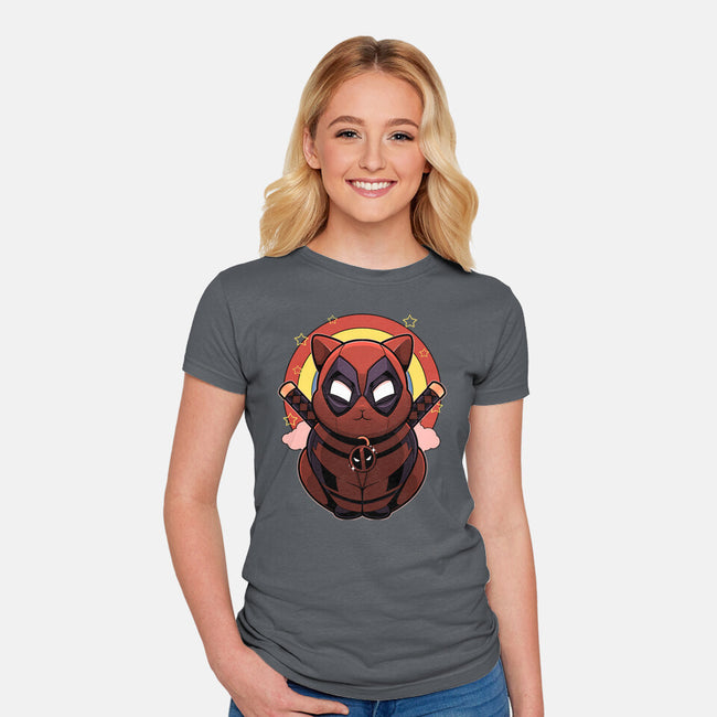 Red Cat Mutant-Womens-Fitted-Tee-Astrobot Invention