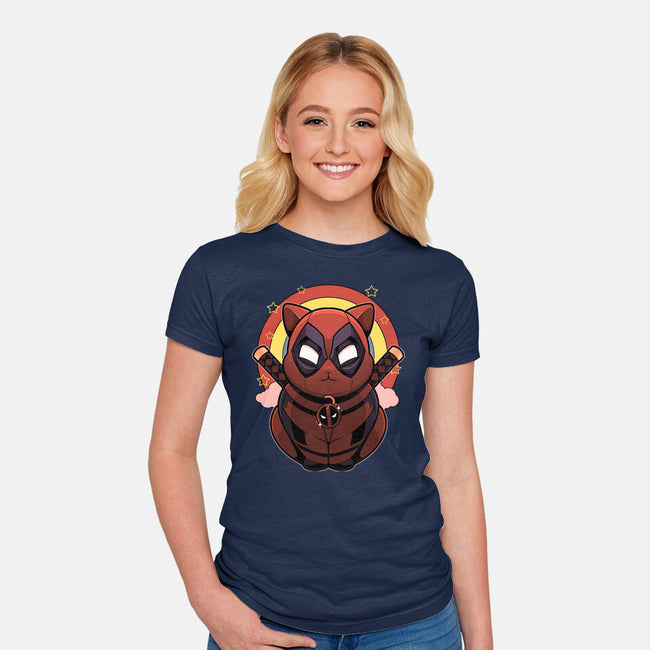 Red Cat Mutant-Womens-Fitted-Tee-Astrobot Invention