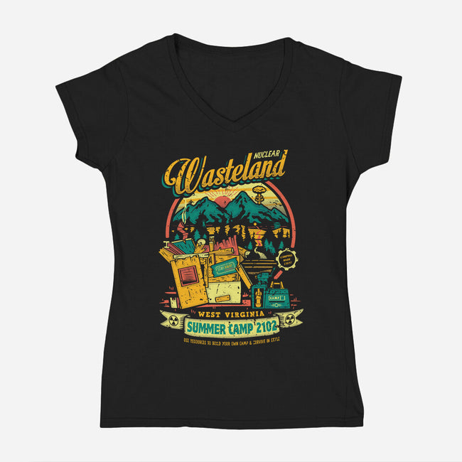 Radioactive Summer Camp-Womens-V-Neck-Tee-Olipop